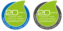 20 years colour and anti-corrosion Warranty